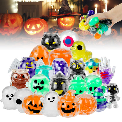 24PCS Halloween Stress Balls,Halloween Squishies for Adults,Bulk Squishy Toys Stress Relief Fidget,Halloween Party Favors Gift Goody Bag Stuffers
