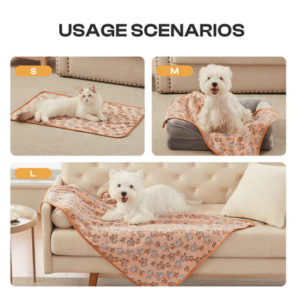 1 Pack 3 Blankets Super Soft Fluffy Premium Fleece Pet Blanket Flannel Throw for Dog Puppy Cat Paw Brown/Pink/White Medium(30x20 inch)