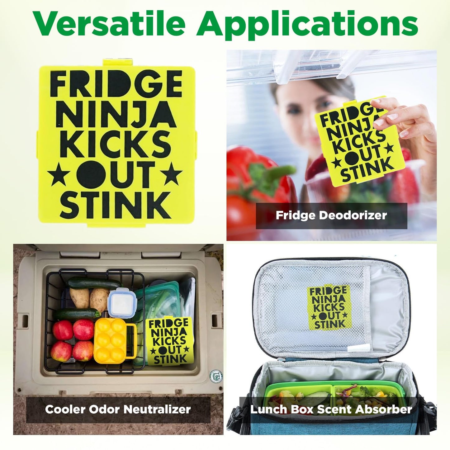 Fridge Ninja Compact Fridge Deodorizer (2 Pack) - More Effective Than Baking Soda - Compact Size Refrigerator Deodorizer Made of Activated Carbon