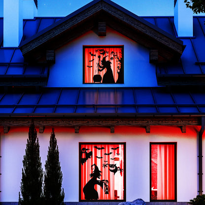 Large Halloween Window Decorations -Witch Clings, Scary Silhouette Poster Decals, Horror Stickers for Party Supplies - PVC Mirror Glass Window Stickers