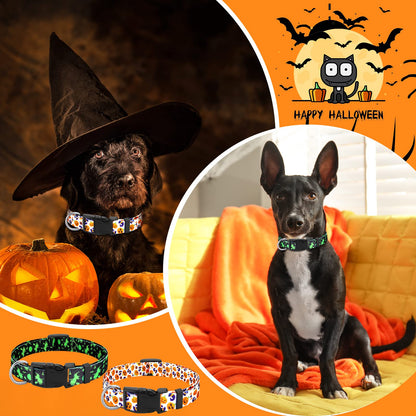 6 Pcs Halloween Dog Collars for Pumpkin Basic Adjustable Lightweight Holiday Comfortable Dog Collars with Plastic Buckle for Puppy Small Medium Large Pets(Medium)