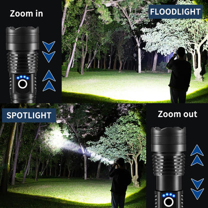 Flashlights High Lumens Rechargeable, 2Pack Rechargeable Flashlights, Super Bright Flashlight, 5Mode Tactical Flashlights High Lumens, LED Flashlight High Powered, Waterproof Flash Light LED