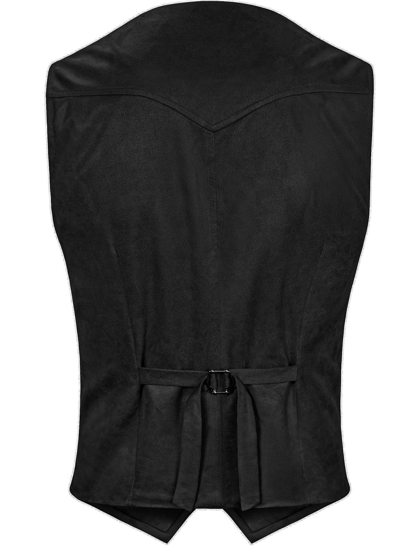 KAIPUTE Western Cowboy Costume Men's Vest Hat Belt for Adult Halloween Party Cosplay Black