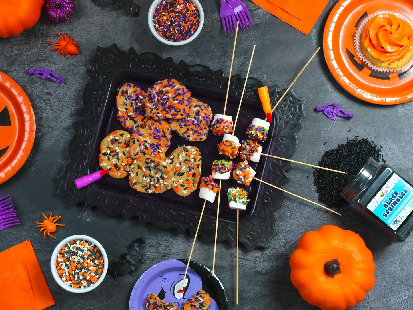 Halloween Sprinkles - Bulk Sprinkles -16 Oz - Orange, Black, Purple and White Jimmies - Spooky Halloween Sprinkles