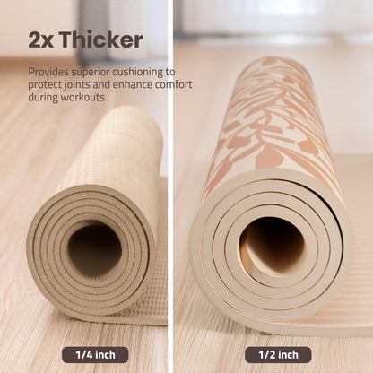 Large Yoga Mat (6'x4') – 1/4" & 1/2" Thick Exercise Mats for Home Workout, Extra Wide Workout Mats for Home Gym, Yoga, Pilates, Stretching, Floor & More