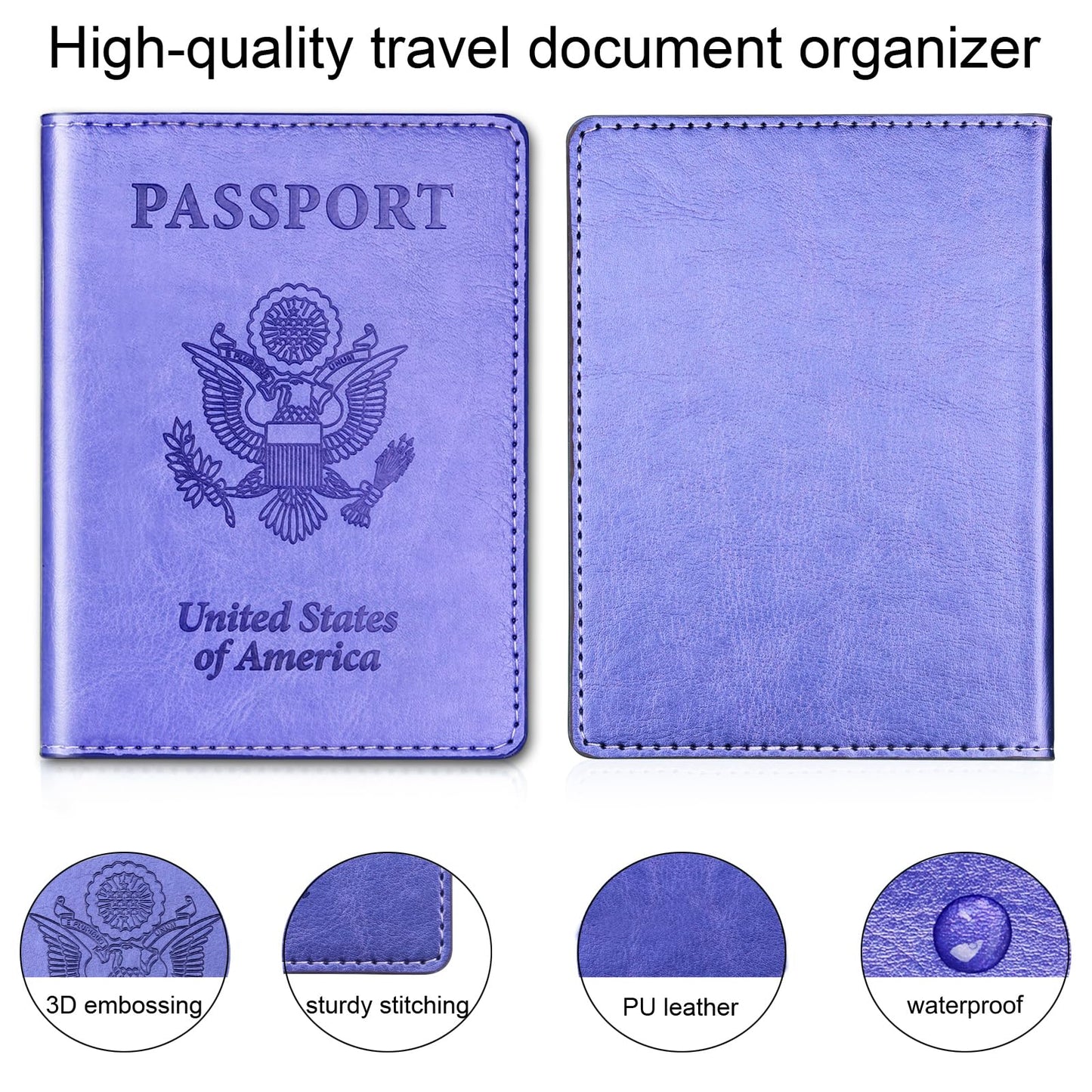 Herain Passport Holder for Travel 2 Pcs, Passport Cover Wallet Case Women Men Family Travel Cruise Ship Essentials, Passport Book Holders Travel Gifts Vacation Must Haves
