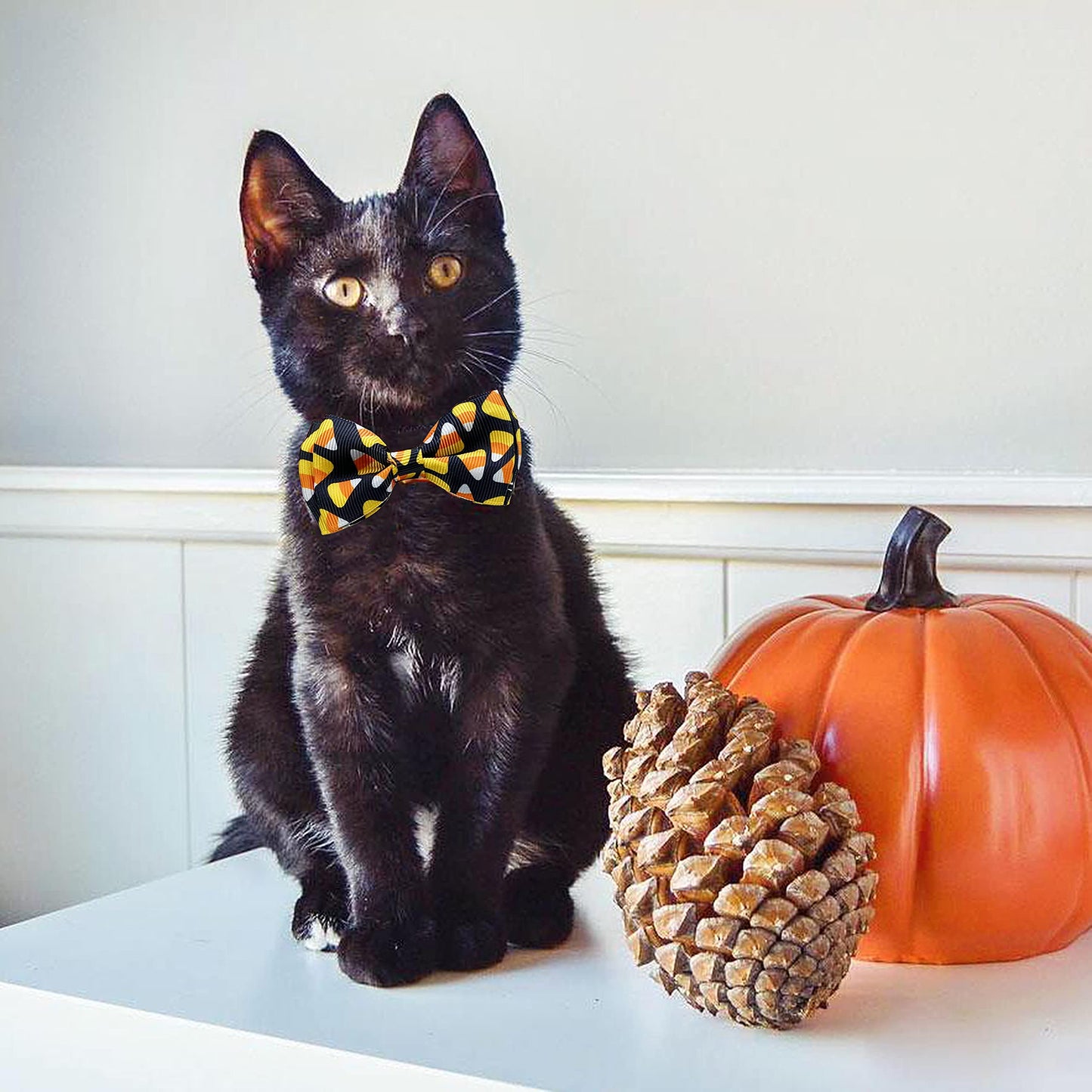 2 Pack Halloween Cat Collar with Bell, Holiday Jack-O-Lantern and Candycorn Collar for Kitty Kitten Male Female Cats (Jack-O-Lantern/Candycorn)