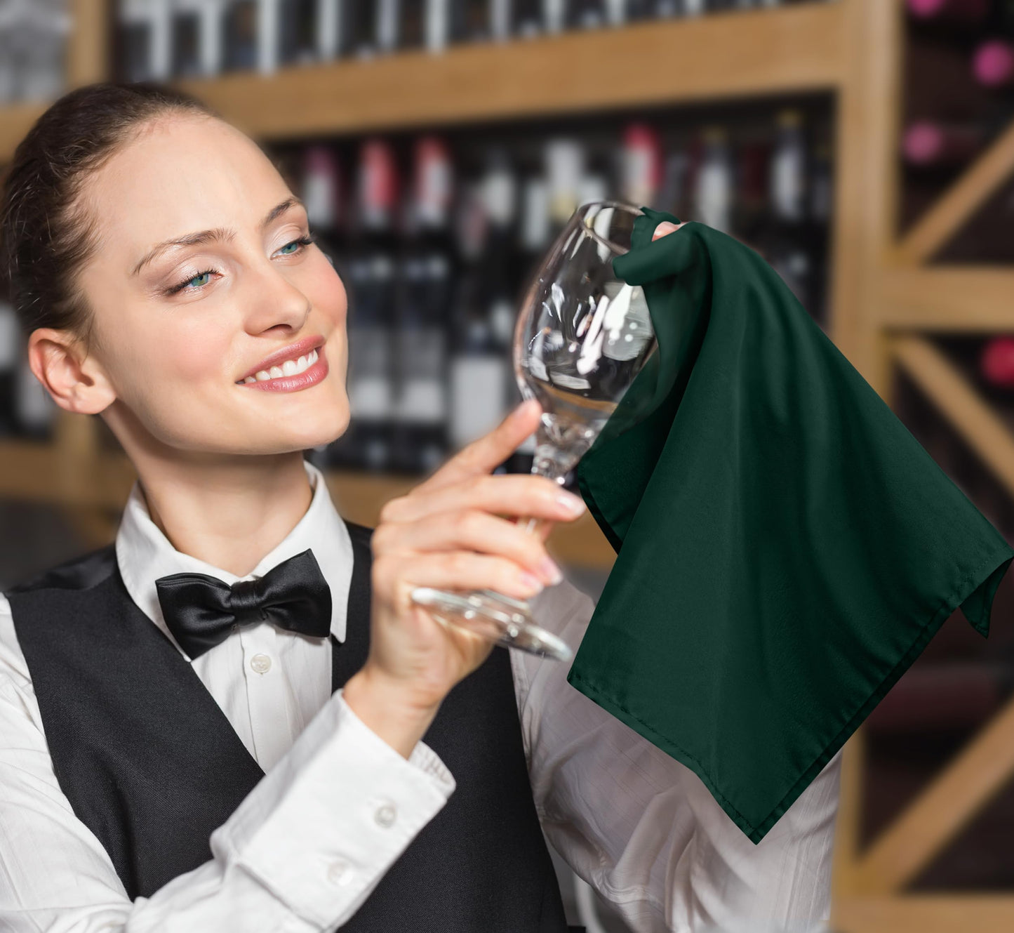 24Pcs Cloth Napkins 17x17 Inches Hunter Green Napkins Cloth Washable with Hemmed Edges for Restaurants, Lunch, Weddings, Decoration, Banquets, Party, Event - Reusable Bulk Linen Dinner Table Napkin