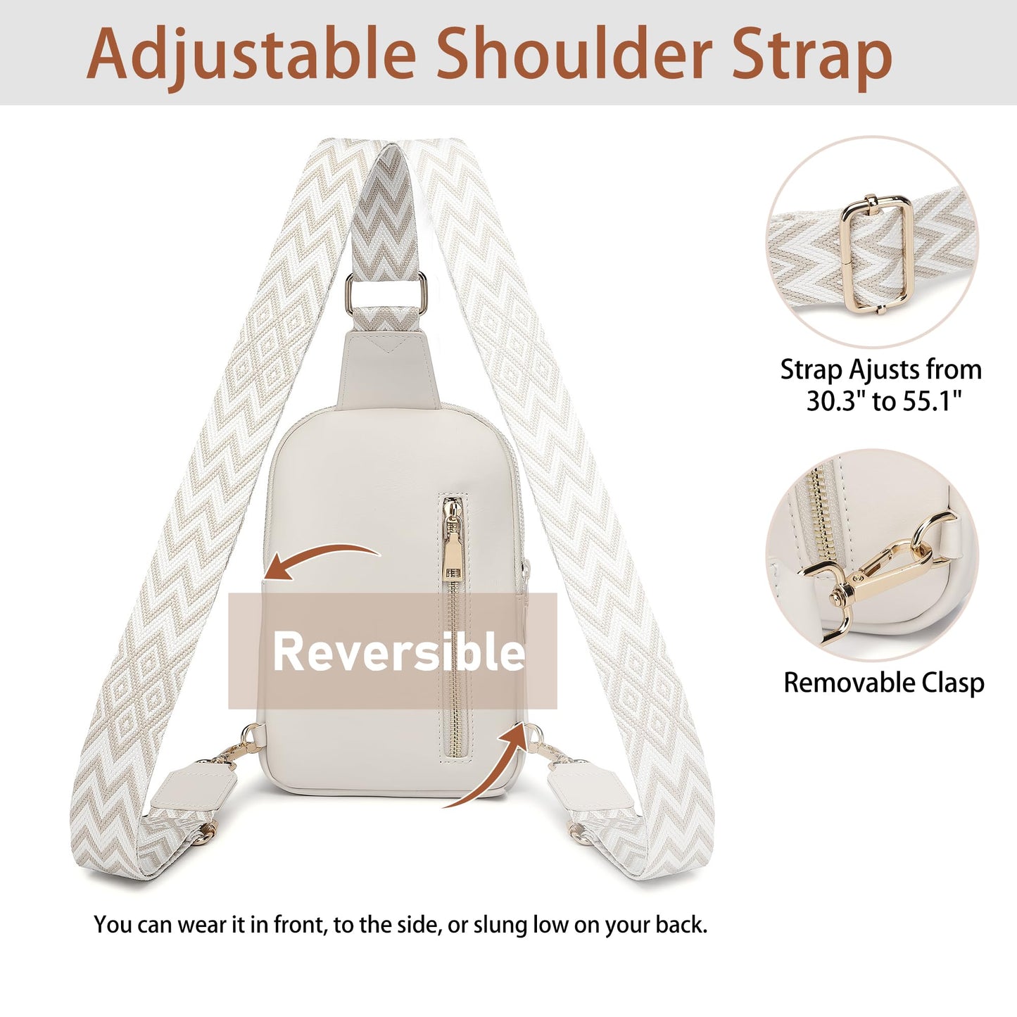 DIOMO Anti Theft Small Sling Bag for Women Cross Body Bag Trendy, RFID Fanny Packs Vegan Leather for Women Travel Belt Purse