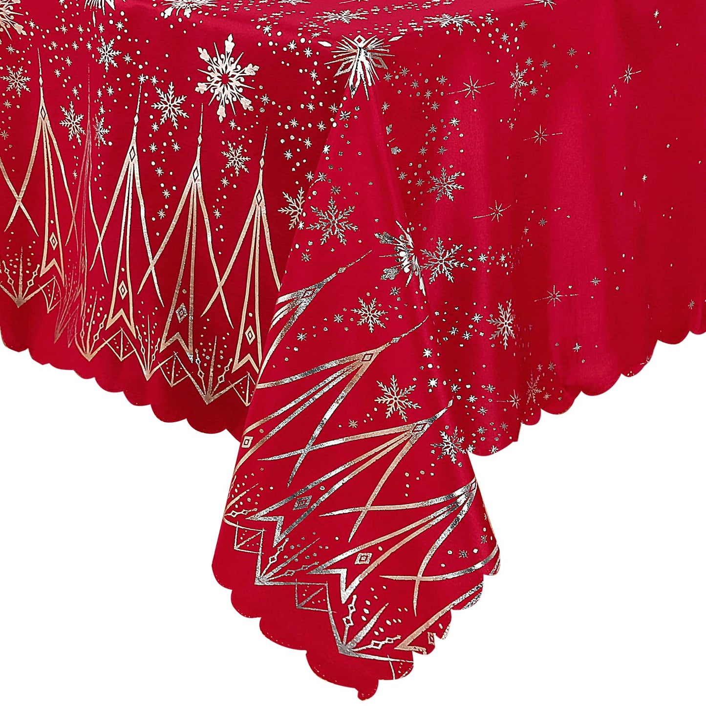 LUSHVIDA Christmas Rectangle Tablecloth – Washable Water Resistance Holiday Microfiber Table Cloth Decorative Table Cover for Banquet Party Kitchen Dining Room, 60 x 84 Inch