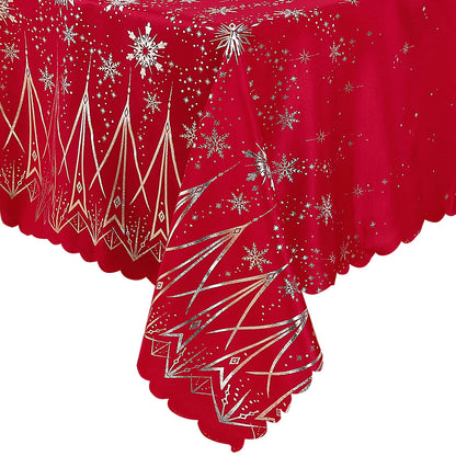 LUSHVIDA Christmas Rectangle Tablecloth – Washable Water Resistance Holiday Microfiber Table Cloth Decorative Table Cover for Banquet Party Kitchen Dining Room, 60 x 84 Inch