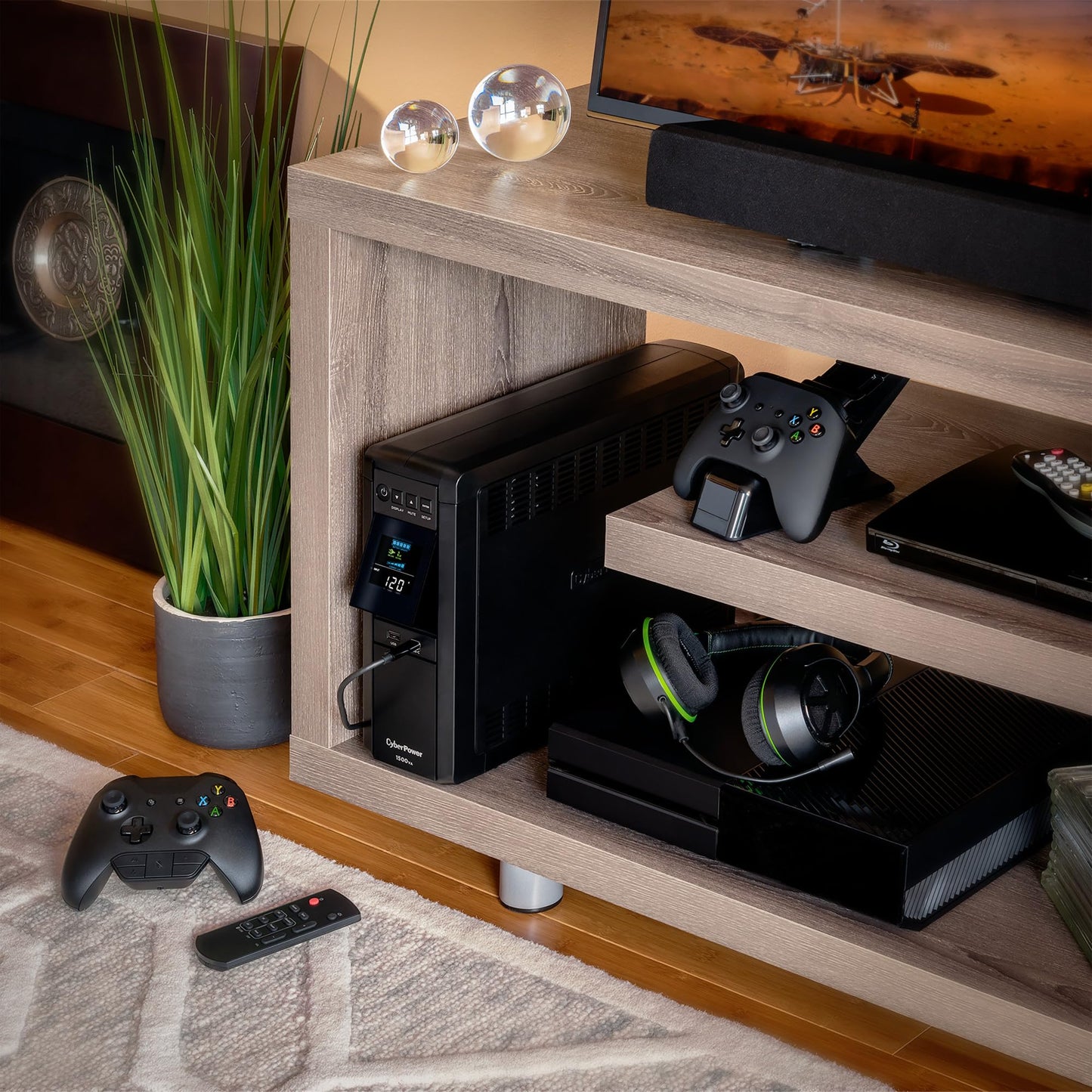 CyberPower CP1500PFCLCD PFC Sinewave UPS Battery Backup and Surge Protector, 1500VA/1000W, 12 Outlets, AVR, Mini Tower; UL Certified