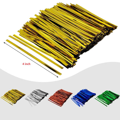 GAADSKCER 400 Pcs Metal Twist Ties 4 Inches Twist Straps for Bread Bags Candy Bags Snack Bags Halloween Party Cake Favor (Red)