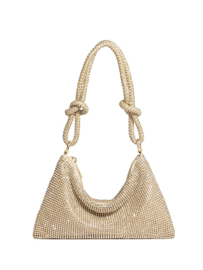 YUWITA Rhinestone Purse for Women Evening Bag Glitter Sparkly Mini Handbags (Gold)