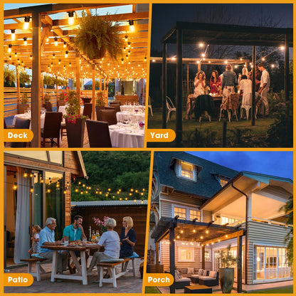 GvvooHome 50FT LED Outdoor String Lights with 17 Shatterproof Waterproof S14 Replaceable Bulbs(2 Spare), 2700K Commercial Grade Patio Lights, Outside Hanging Light for Yard Garden Porch Deck Decor