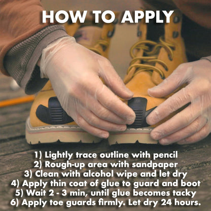 JobSite Boot Toe Guards - Shoe Toe Protector Guards Against Scratches and Hides Existing Damage - Black - 1 Pair