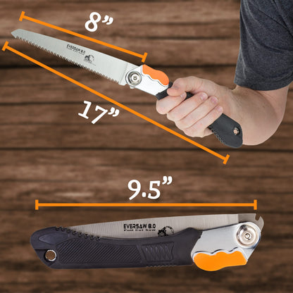 EverSaw Folding Hand Saw 8 inch Compact Camp Saw for Trees Pruning and Gardening