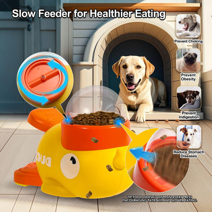Fanosy Dog Interactive Treat Dispenser Toy, Food Puzzle Slow Feeder, 2-in-1 Durable Cute Duck Shaped Design for Small Medium Dogs and Cats, Interactive IQ Training Reduces Bloating