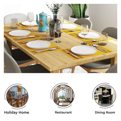 Encasa Ribbed Table Placemats (Set of 6) - Ladder Yellow | 46x32 cm | Over 20 Modern Colors & Woven Designs - Washable Cloth Place Mats