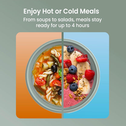 Bentgo Bowl - Insulated Leak-Resistant Bowl with Collapsible Utensils, Snack Compartment and Improved Easy-Grip Design for On-the-Go - Holds Soup, Rice, Cereal & More - BPA-Free, 21.2 oz (Khaki Green)