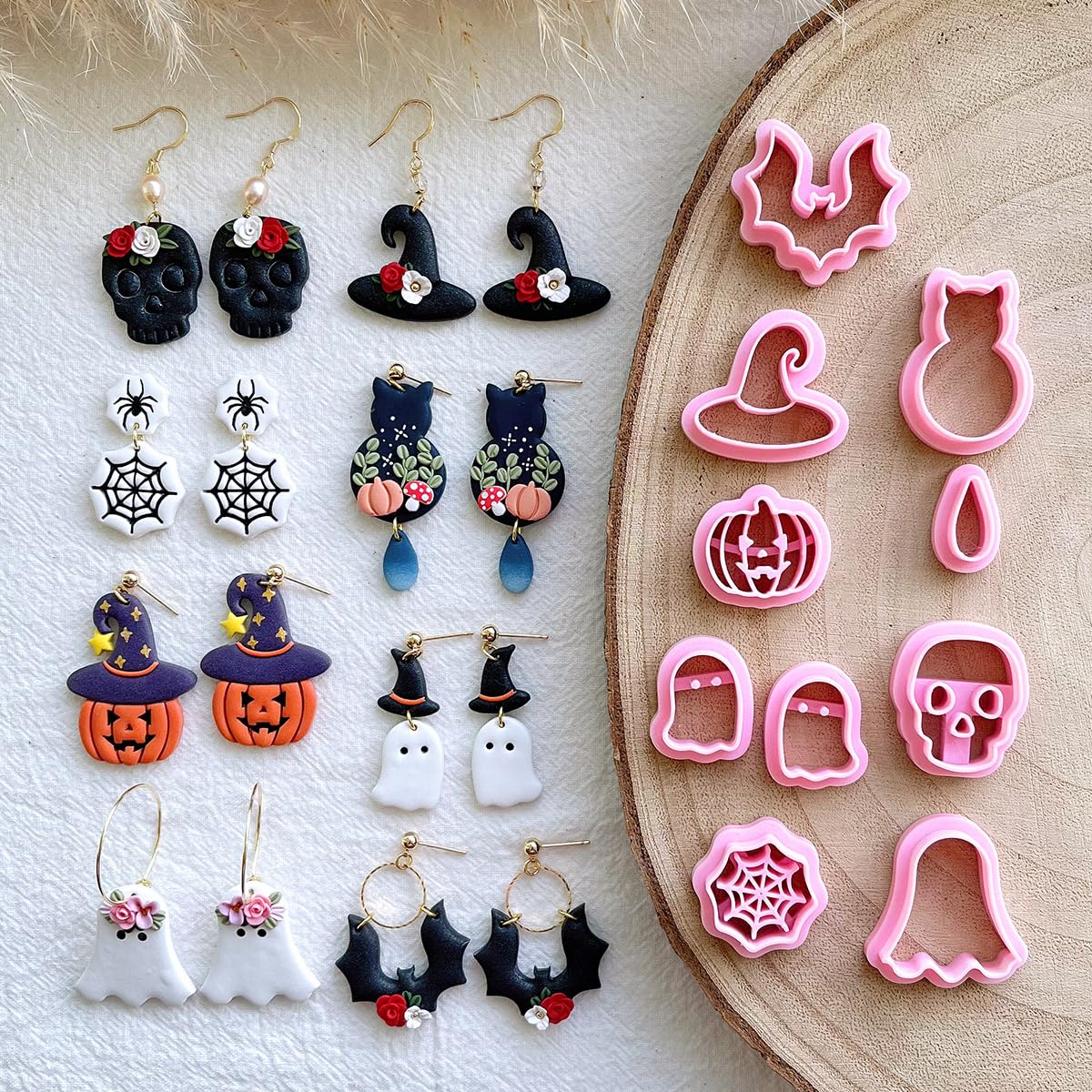 KEOKER Halloween Polymer Clay Cutters, Clay cutters for Halloween Earrings Making, 20 Shapes Halloween Clay Earrings Cutters, Pumpkin Clay Cutters For Polymer Clay Jewelry (ALL 1)