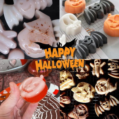 EFIVS ARTS Pumpkin Silicone Mold Bat Skull Ghost Shape DIY Mold for Chocolate Fondant Cookies and Candles Soap Molds Silicone Baking Mold