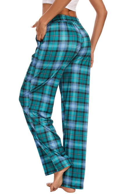 Kabento Womens Pajama Pants Plaid Sleep Lounge Pj Bottoms With Pockets, Green, Large