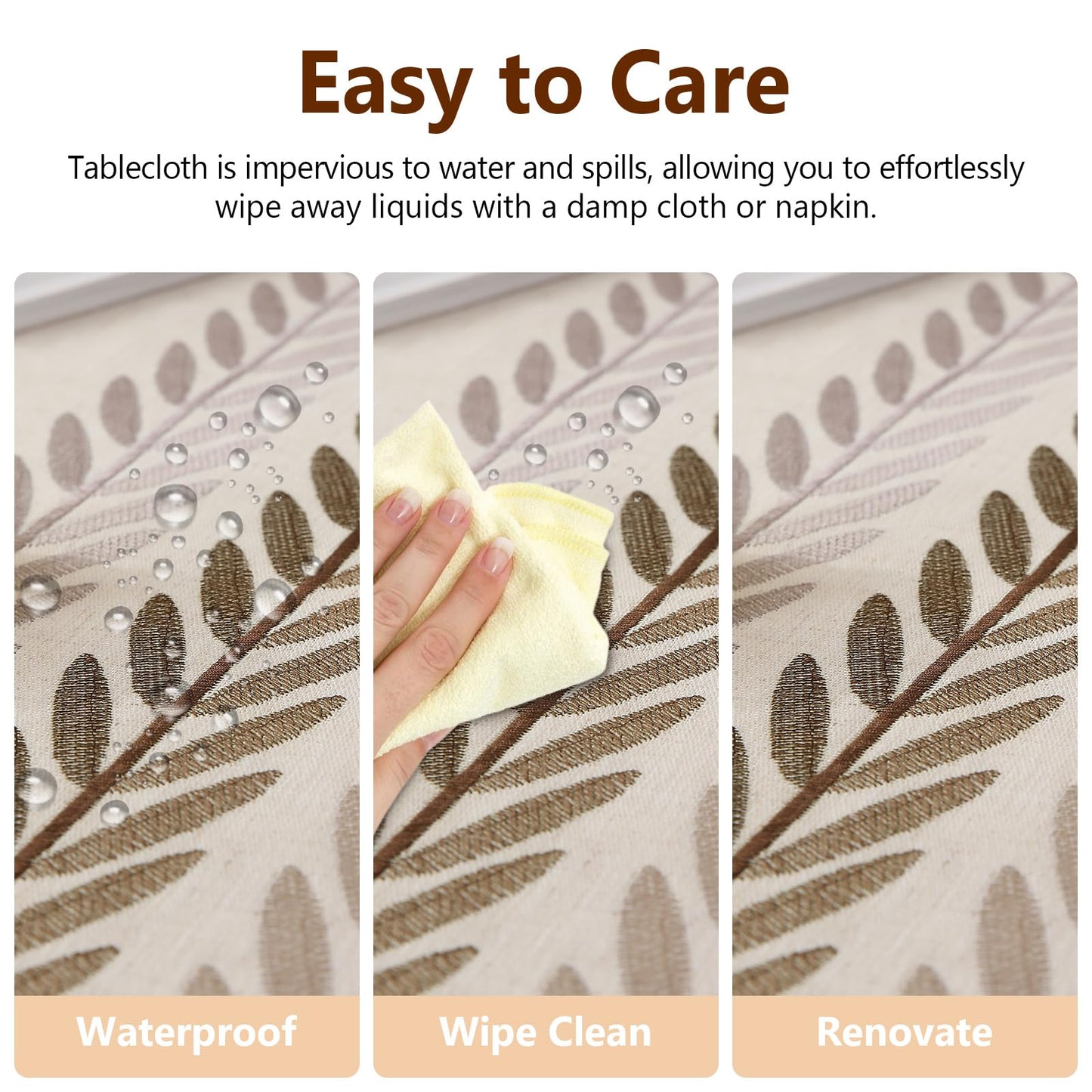 Deep Dream Table Cloth Rectangle Table, Rustic Waterproof Cotton Linen Tablecloths, Wrinkle Free Farmhouse Style Table Cloths for Parties, Kitchen Dining, Holiday, 55''x102'', 8-10 Seats