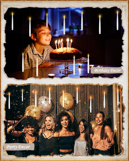 Floating Candles with Wand 10PCs - Magic Hanging Candles Halloween Decorations Flameless Taper Candles with Remote, Floating Lights Gifts for Window Home Bedroom Wedding Birthday Party Indoor Decor
