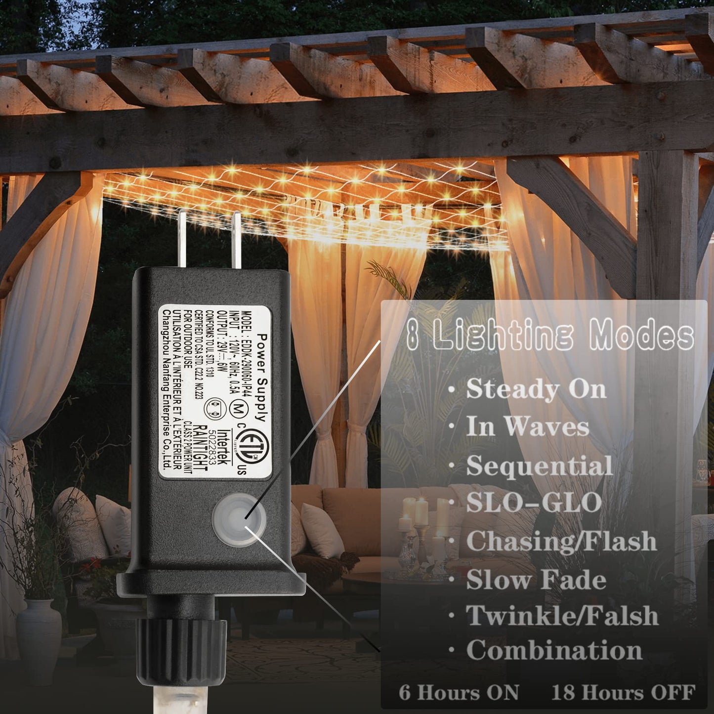 Eueasy LED Net Lights, 270 LED 10x10FT with Timer & 8 Lighting Modes, Outdoor Net Lights for Gazebo, Bush, Wedding, Holiday