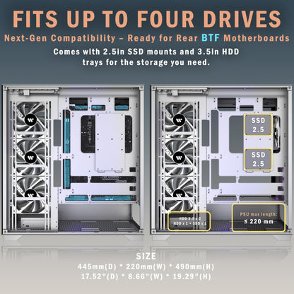 KEDIERS PC CASE ATX 4 Fans Pre-Installed, Type-C Mid Tower Computer Case with Full-View Dual Tempered Glass, Gaming PC Case,Black,P4