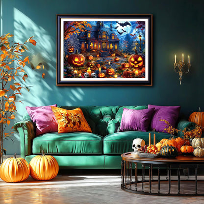 Halloween Jigsaw Puzzles 500 Pieces for Adults - Spooky Haunted House Puzzle with Jack-O-Lanterns, Bats & Full Moon - 500 Piece Puzzles for Adults, Families & Seniors - 23"x15"