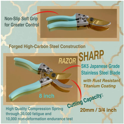 Kit4Pros Floral Garden Tool Set| Gardening Gifts for Women Birthday| Heavy Duty Tools Kit|Storage Tote Bag Organizer| Pruning Shears| Gardener Gloves| Sprayer| Weeder| Trowel (Floral Set)