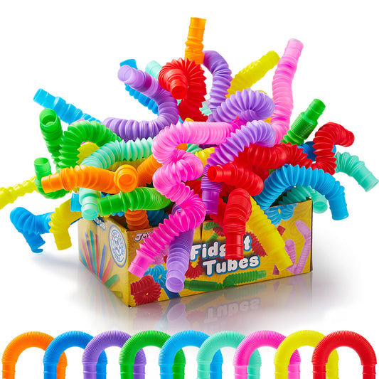 JOYIN 36 Pack Pop Tubes, Sensory Toys (Small) Fidget Toys Party Favors - 9 Colors, Creativity Learning & Fun for Toddler Kids - Perfect for Halloween Goodie Bags, Classroom School Reward