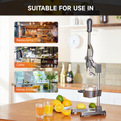 CO-Z Hand Press Juicer Machine, Manual Orange Juicer and Professional Citrus Juicer for Orange Juice Pom Lime Lemon Juice, Commercial Lemon Squeezer, Easy to Clean, Gray