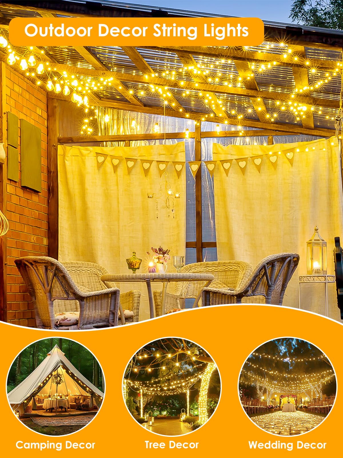 66Ft 200 LED Fairy Lights Plug in, Waterproof String Lights Outdoor & Indoor 8 Modes Christmas Light Bedroom Decor, Timer Twinkle Lights for Girl's Room Garden Party Christmas Decorations (Warm White)