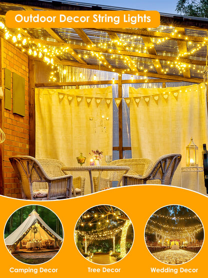 66Ft 200 LED Fairy Lights Plug in, Waterproof String Lights Outdoor & Indoor 8 Modes Christmas Light Bedroom Decor, Timer Twinkle Lights for Girl's Room Garden Party Christmas Decorations (Warm White)