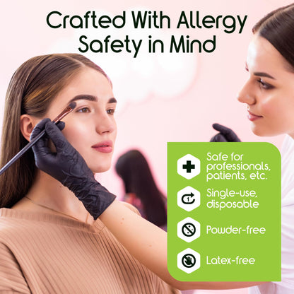 Inspire Black Nitrile Disposable Gloves | 4.5 Nitrile Chemical Resistant Medical Cooking Cleaning Disposable Black Gloves (Box Of 100, Medium)