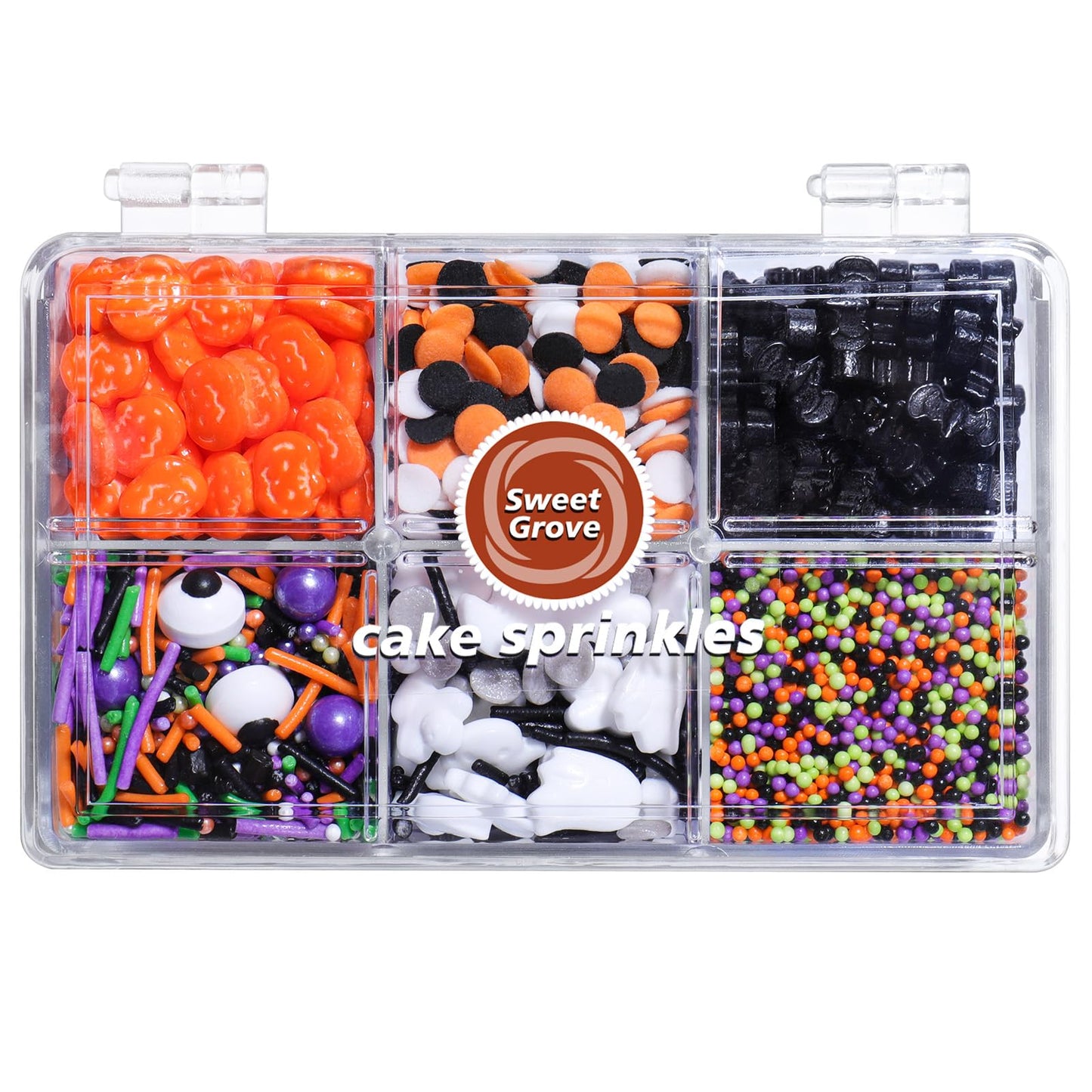 Halloween Sprinkles for Cake Decorating - 6.53 oz Edible Candy Eyes, Pumpkin, Ghost, Spider, Confetti, Nonpareils Sprinkle Mix, Cupcake Cookie Decorations for Fall Halloween Party Treats