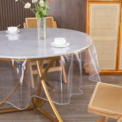Clear Round Plastic Tablecloth Protector Waterproof Oil-Proof PVC Table Cloth Stain-Resistant Wipeable Table Cover for Round Table