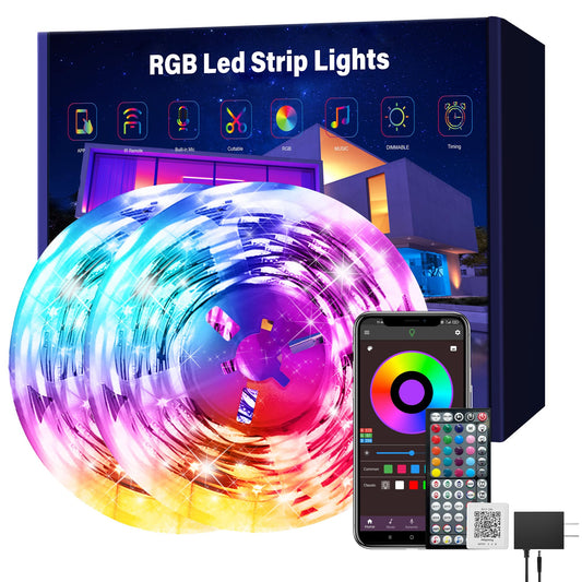 Ledagic Led Lights for Bedroom 200 ft (2 Rolls of 100ft), Music Sync RGB Led Strip Lights with Remote App Control, Color Changing Led Lights for Room Home Kitchen Party Christmas Halloween Decor