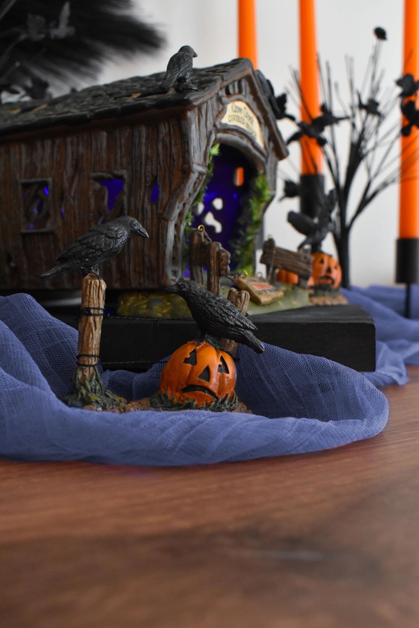 Department 56 Accessories for Villages Halloween Crow Creek Covered Bridge Accessory Figurine, 4.72 inch