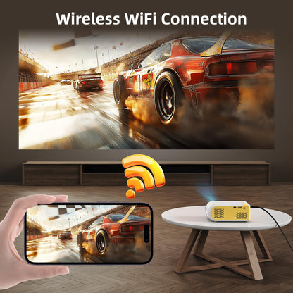 KSAN Mini Projector, Projector with WiFi and Bluetooth, Portable Movie Projector for Outdoor use, Built-in Speaker, 1080P Support Small Bedroom Video Projectors Compatible with Phone /TV Stick /PC