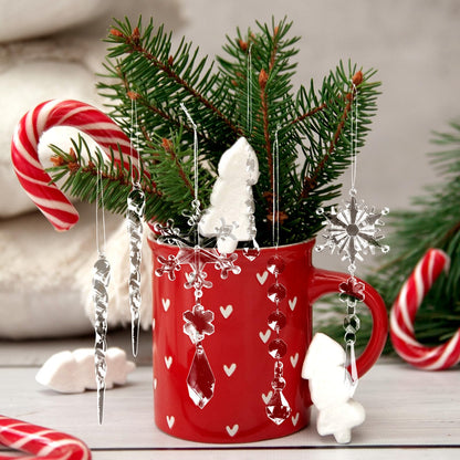 20pcs Christmas Ornaments Set for Tree Decorations- Hanging Acrylic Crystal Snowflake Icicle Drop Decorations for Winter Christmas Tree New Year Party Supplies