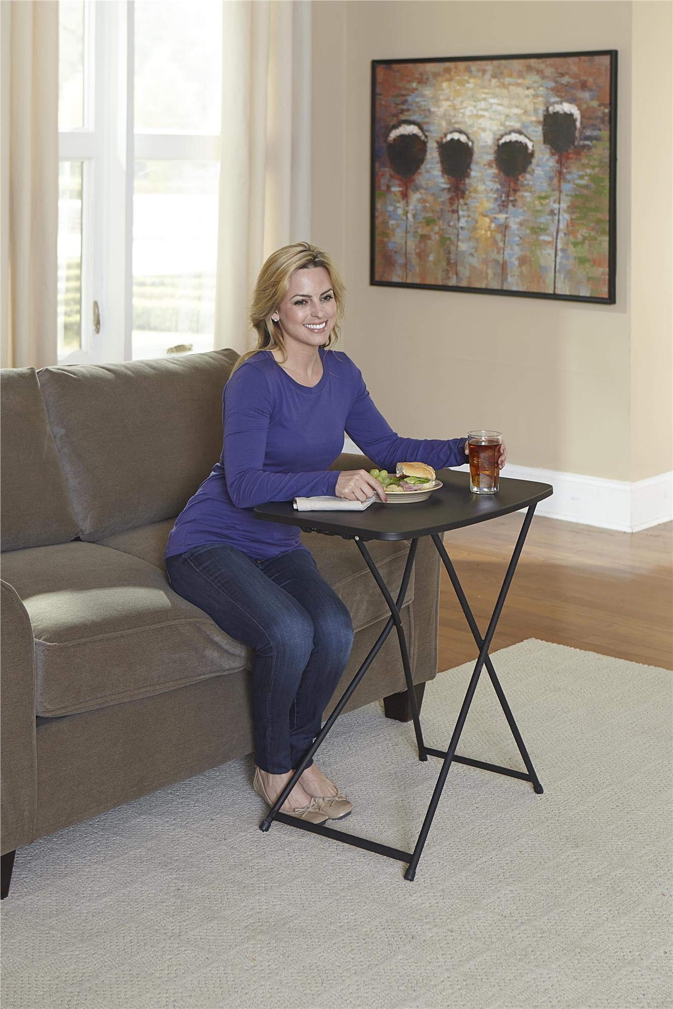 COSCO Multi-Purpose, Adjustable Height Personal Folding Activity Table, 2 Pack, Black