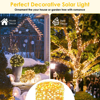 Extra-Long 144FT Solar String Lights for Outside, 2 Pack 400LED Solar Fairy Lights Outdoor, Waterproof Copper Wire with 8 Modes Twinkle Lights for Tree Garden Party Xmas Wedding Decor (Warm White)
