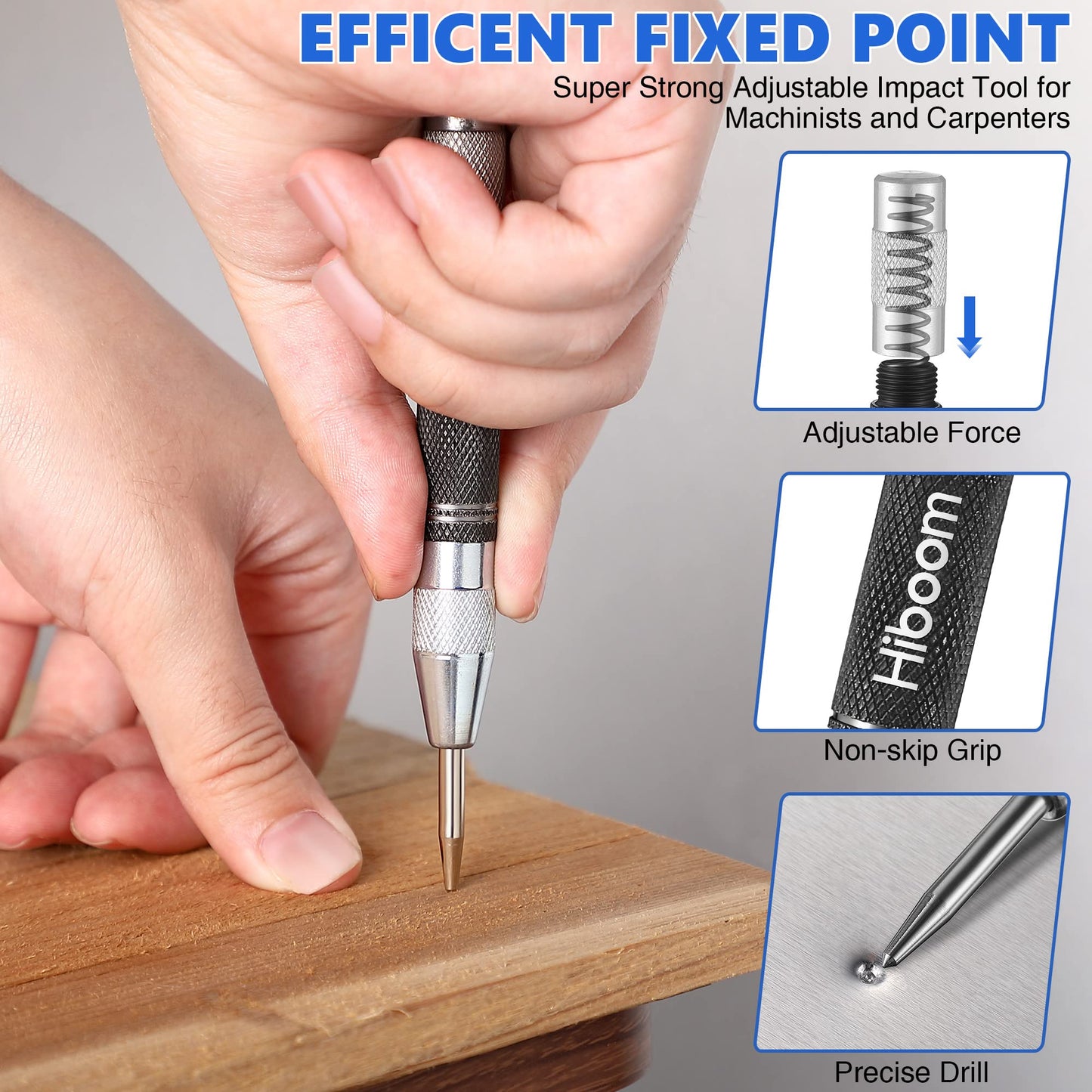 Hiboom Mechanical Carpenter Pencils with Solid Deep Hole Woodworking Pencils with Built in Sharpener & Refills, Automatic Center Punch, Carbide Scribers Tool Set for Architect Construction