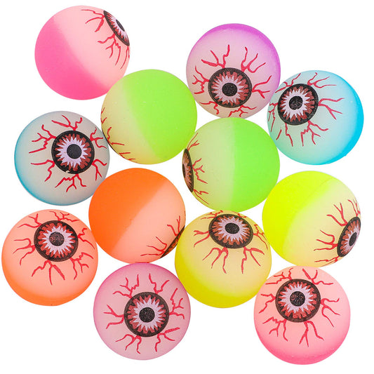 Elcoho 12 Pieces Halloween Bouncing Balls Glow in The Dark Bouncing Eyeballs Halloween Theme Eyeballs for Halloween Favor Supplies