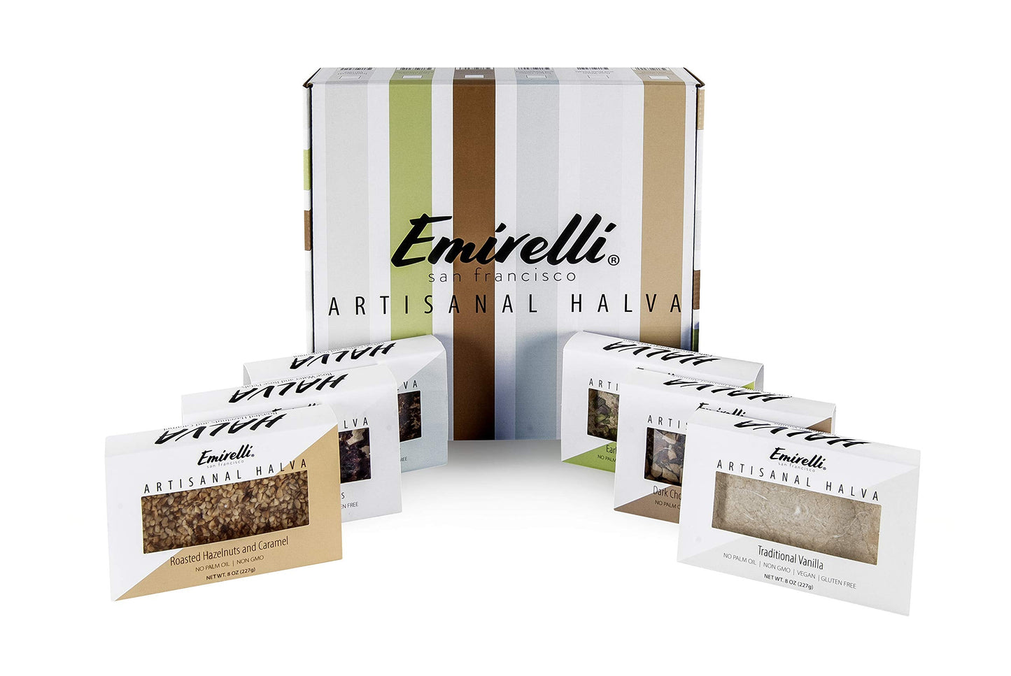 Emirelli Artisanal Halva Dessert – Authentic Middle Eastern Candy Turkish Sweets – Vegan Candy 55%-Tahini Halwa - Halvah Traditional International Sweets - Rose Water and Rose Petal Flavor, Pack of 1