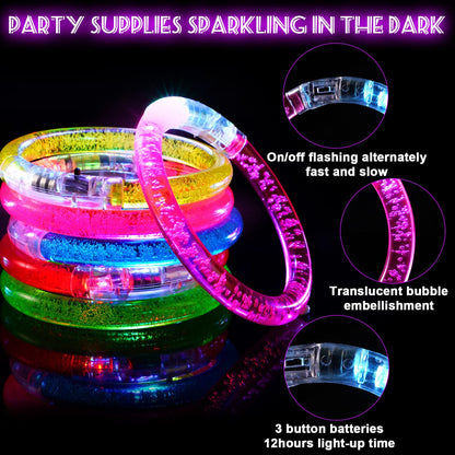 36Pcs LED Bracelets Glow Sticks Glow in the Dark Party Supplies for Kids/Adults, Halloween Party Favors for Kids Flashing Light up Toys, Neon Accessories Carnival Birthday Concert Games Gifts